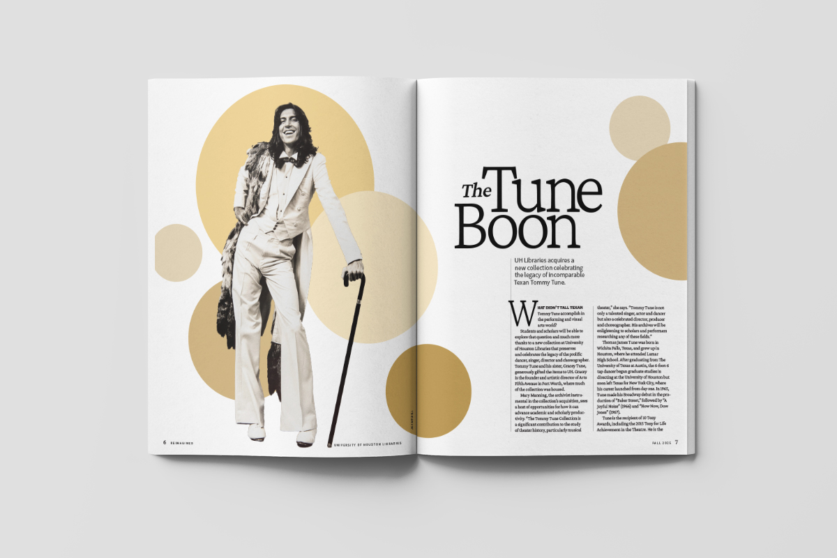 Tommy Tune feature in UH Libraries magazine