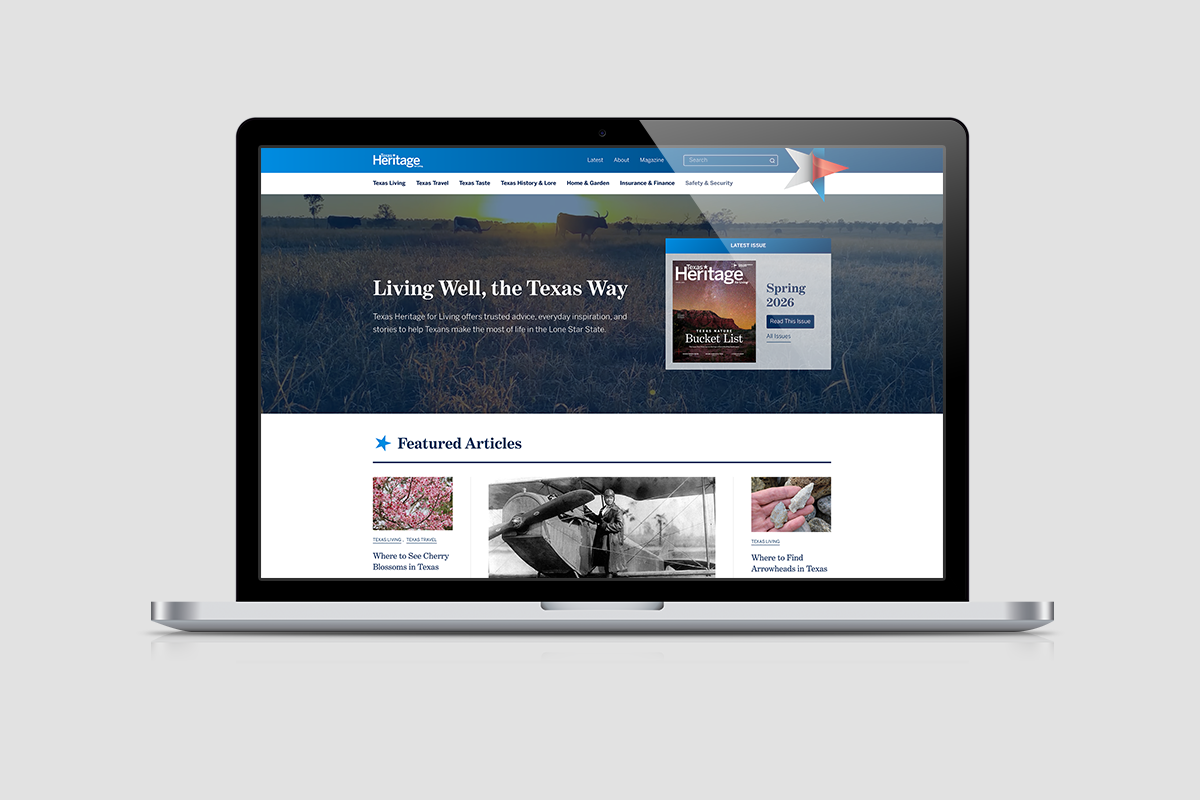 Texas Heritage for Living website homepage